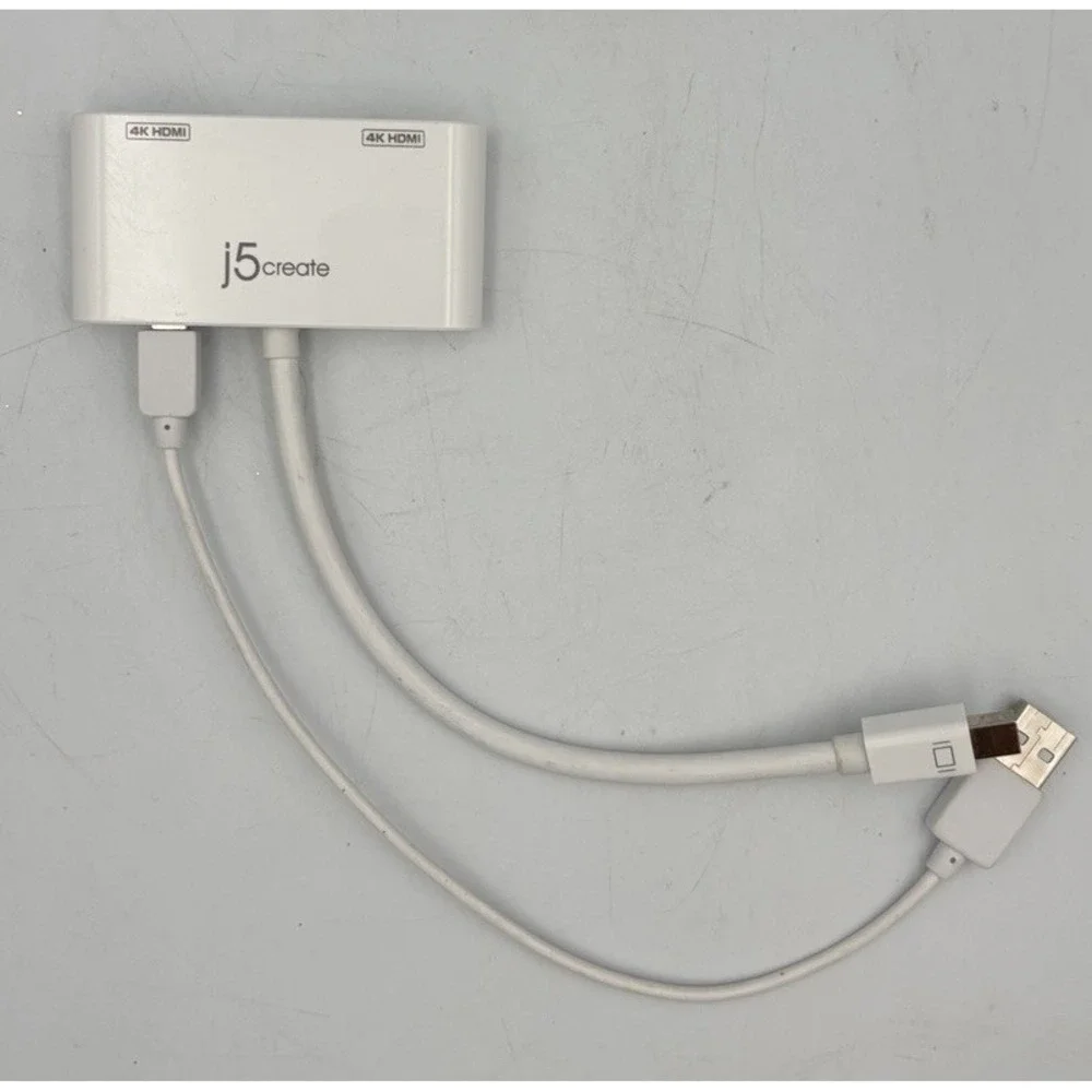 j5create Mini DisplayPort to Dual 4K HDMI MST Adapter, Compatible with Microsoft